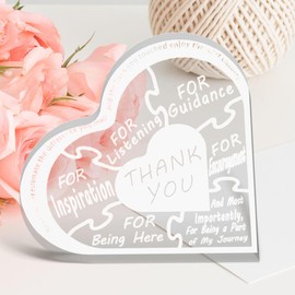 Thank You Gifts White Heart Shaped Acrylic Plaque Desk Decor - Appreciation Message for Women Men - Birthday Christmas & Office Present Gift Ideal - for Teacher Coworkers Friend Boss
