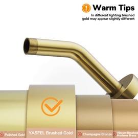 YASFEL Brushed Gold Shower Arm 6" Shower Extension Arm Pipe with Flange and Teflon Tape for Shower Head & Handheld Shower Head(SUS 304, Brushed Gold,NPT)