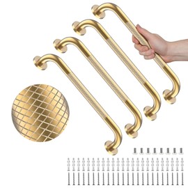 4 Pack 16 Inch Shower Grab Bar, YuanDe Gold Bathroom Grab Bar Handle w/Anti-Slip Knurled Grip, Stainless Steel Bath Balance Bar, 1" Diameter Safety Hand Rail Support,Handicap Injury Elderly Senior