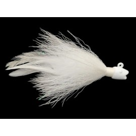 Unbranded white bucktail jig Custom with feathers from 3/4oz up to 3oz available - 3/4oz  hook 6/0