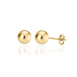High Polished Gold Plated Sterling Silver Ball Stud Earrings 8mm by KEZEF