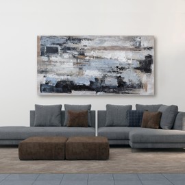 Canvas Wall Art Decor Large Canvas Wall Art For Living Room Abstract Art Blue Black Wall Art Prints Large Art Work for Wall Decor Wall Highland Cow Pictures for Bedroom Office Wall Decor 29"x58"