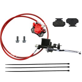 Rear Hydraulic Disc Brake System Caliper, PRO BAT ATV Quad Rear Hand Brake Assembly Master Cylinder Caliper with Brake Pads for 50cc 70cc 90cc 110cc 125cc 150cc Quad Bike ATV Buggy, Red