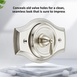 Renovation Shower Cover Plate for 2-Handle or 3-Handle to 1-Handle Shower Updates, Brushed Nikel