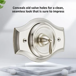 Renovation Shower Cover Plate for 2-Handle or 3-Handle to 1-Handle Shower Updates, Brushed Nikel