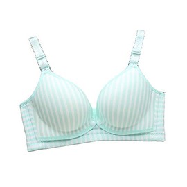 BaronHong Wireless Nursing Bra Cotton–Lightly Padded Supportive Breastfeeding Middle Closure-Striped(Green,34/75C)