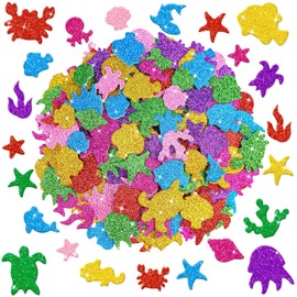 Foam Stickers, 7 Sheets 3D Glitter Foam Ocean Stickers, 651 PCS Colorful Sea Animal Stickers, Self-Adhesive EVA Foam Stickers for Kids DIY Crafts Scrapbooking Ocean Theme Party Favors Classroom Decor
