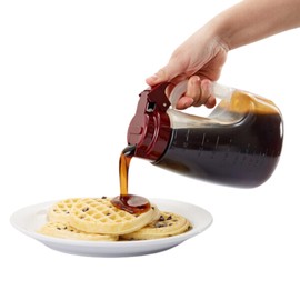 TableCraft PP48M Option Dispenser, 48 oz., 5-1/4" x 4-1/2" x 8", Graduated Markings, Dishwasher Safe, clarified Polypropylene, Plastic lid, Maroon, BPA Free, Made in USA