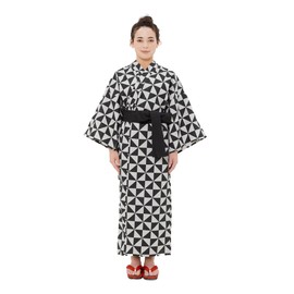 Koremono Womens Uroko Yukata, Lightweight Summer Robe, 100% Cotton, Made in Japan (Wide Fit, US, Alpha, Large, Plus, Regular)