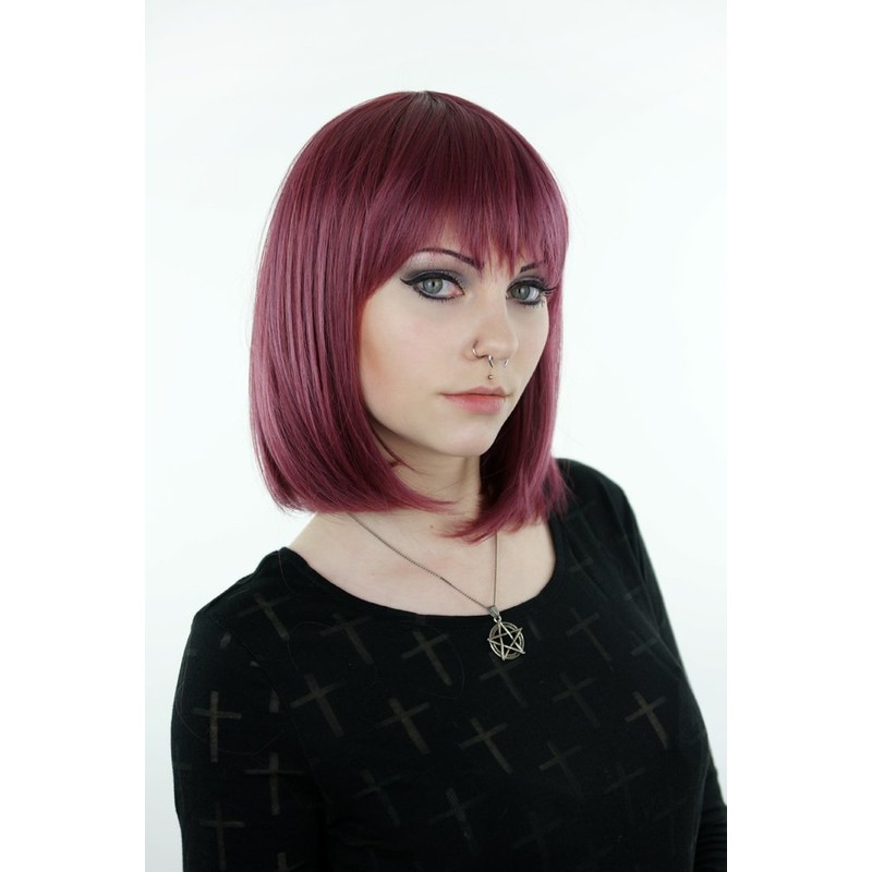 Prettyland - C1277 35cm Straight Red Plum Tones Highlights Mixed