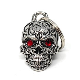 Bravo Bells Flame Skull Diamond Bell - Biker Bell Accessory or Key Chain for Good Luck on The Road
