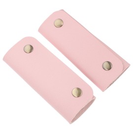 Holibanna Pack of 2 Handbag Handles Made of Leather Cover with Metal Clasp for Suitcase Shopping Bag Pink