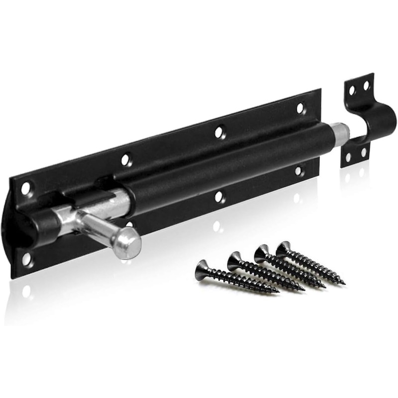 2 Pack Heavy Duty Tower Bolt Black 100mm (4"), Door