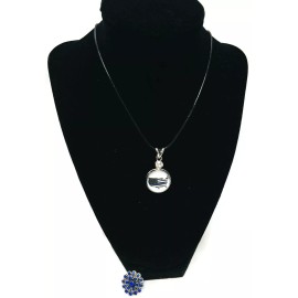 Fashion Snap Jewelry America USA Flag Officer Thin Blue Line Snap on 18" Leather Rope Diamond Pendant