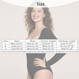 Qwrqwr Bodysuit Shapewear for Women Long Sleeve Leotard Top with Square Neck Ribbed One-Piece Design Elegant and Comfortable for Everyday Fashion Wear (black, M)