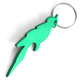 Komonee Parrot Green Bottle Opener Key Chain Metal Wildlife Bird Key Ring Novelty Animal Keychain Keyrings (Pack of 10)