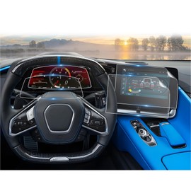 CDEFG Corvette C8 ZR1 Screen Protectors, 12" Touchscreen & 12" Digital Gauge, for Chevy Corvette 2022 2023 2024 2025 Accessories, 4 Nano Film Protectors