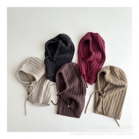 Kids' Autumn/Winter Outdoor Knit Balaclava Hat lf2382 Free Size/Beige 3ea