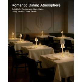 UMEXUS 2 Pack Cordless Table Lamp for Restaurant Dinner, 5200mAh Small Rechargeable Metal Desk Lamp, 3 Color Stepless Dimming, Portable Touch Bedside Night Light for Nightstand Bedroom Patio Outdoor