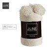 J-Line Cuddly Blanket with Pompoms, Stylish and Modern Bedspread in