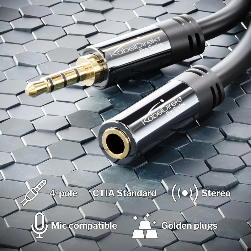 KabelDirekt – (3 feet Headset Extension Cable (3.5mm Male to