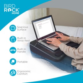 SOFIA + SAM Lap Desk w/Memory Foam Cushion - Large Surface for Crafts, Reading - for Laptops up to 17 inches - Cushioned Tray for Computer, Keyboard, Mouse, Bed, Couch, Chair, Padded Pillow - Black