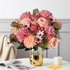 Jusdoja 4 Bundles Flowers Artificial Hydrangea with Silk Rose Daisy,