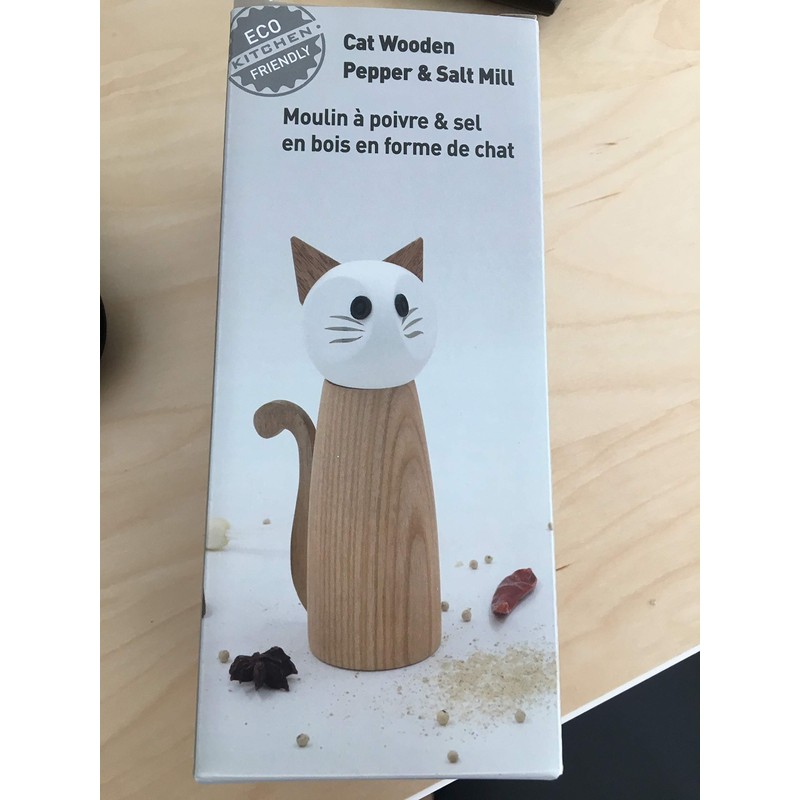 Peterson Housewares Cat Salt or Pepper Mill - Wooden Spice