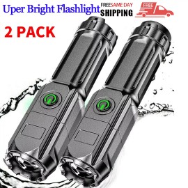 Unbranded 2x 990000LM Tactical Flashlight Small LED Torch Light Mini Super Bright Penlight