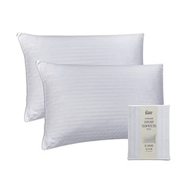 Orison SapphireÂ® Pillow Protectors 2 Pack | 100% Microfiber Ultra Soft Satin Stripe Pillow Cases | Anti Allergy & Anti Dust Mite, Breathable & Zipped White Pillow Covers | UK Standard Size 48x74 CM