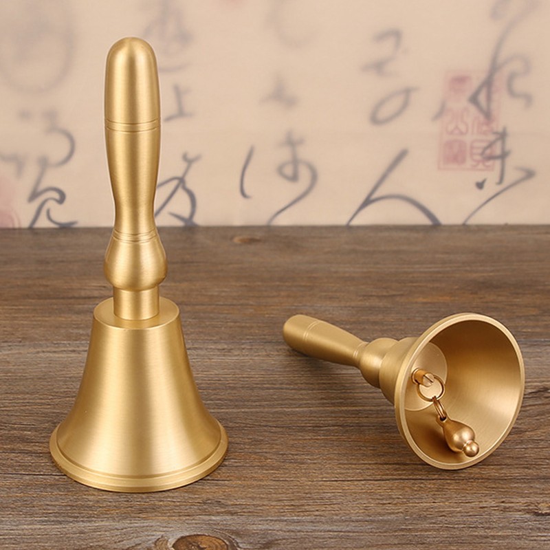 Hand Call Bell Easy Cleaning Portable Brass Material 13x6.5cm Decorative
