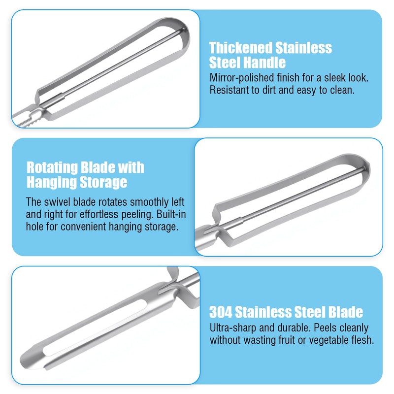 2 Pcs Stainless Steel Vegetable Peelers, Kitchen Potato Carrot Peelers