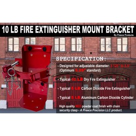 Heavy Duty 10 LB Fire Extinguisher Mount Bracket for Vehicle and Building for 10lb Dry and/or 5lb Co2 5.25" Diameter, Generic for 809 by amerex