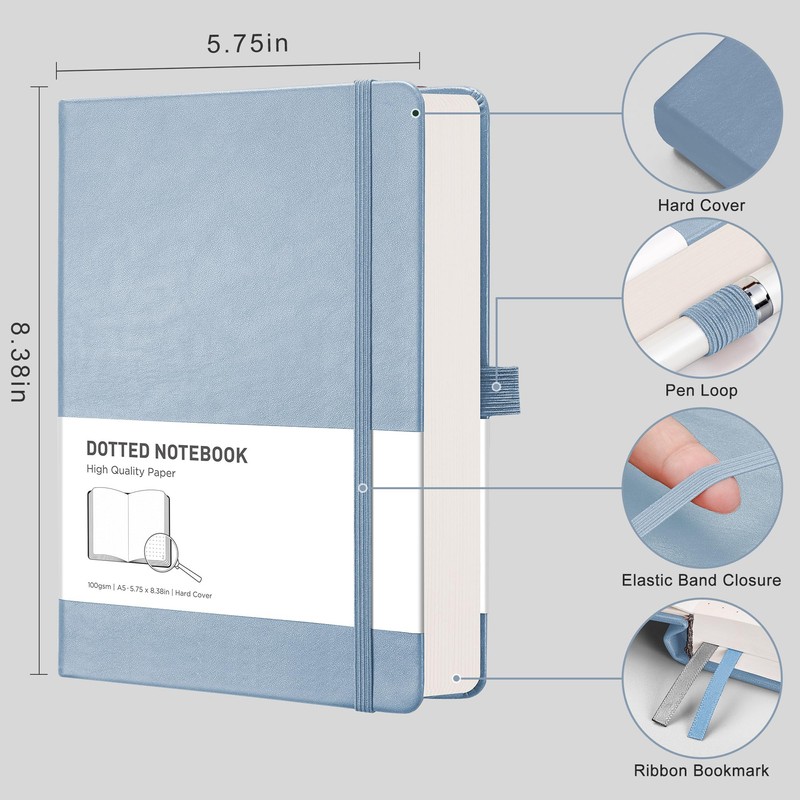RETTACY A5 Bullet Dot Grid - Dotted Notebook With 320