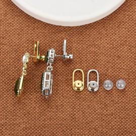Earring Backs, EBFDOH Well Made U Shape Earring Lifter Backs for Droopy Ears, Heavy Earrings 4PCS Locking Earring Backings Replacements Plus 2 PCS Rubber Earring Backs,Mixed Color