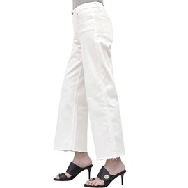 VERVET by Flying Monkey White Denim Wide-Leg Jeans High-Rise Distressed (US, Numeric, 28, Regular, Regular, White)