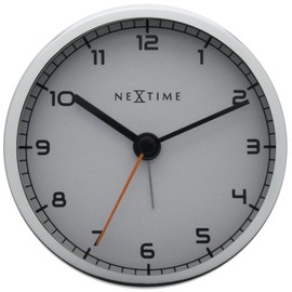 NeXtime alarm clock, "COMPANY ALARM" very silent, white / metallic, ø 9 cm