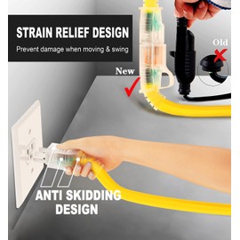 huanchain HUANCHAIN 12/3 Gauge Heavy Duty Outdoor Extension Cord 100 ft Waterproof with Lighted end, Flexible Cold-Resistant 3 Prong Electric Cord Outside, 15Amp 1875W 12AWG SJTW, Yellow, ETL