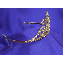Gold Rhinestone Cyrstal Princess Prom Homecoming Tiara Crown R21GG