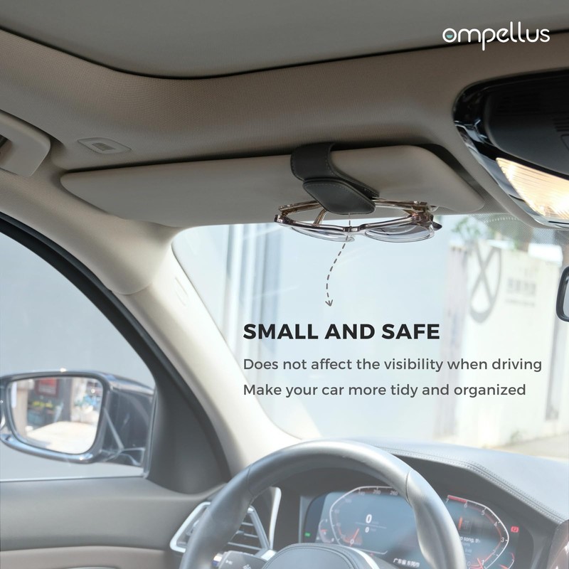 Ompellus 2 Pack Magnetic Leather Sunglass Holder, Eyeglass Hanger Clip