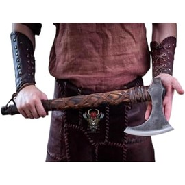 Krato 24'' Viking Axe - Medieval Axe Battle Axe Real, Battle Ax Hatchet Axe Camping Hunting Ragnar Axe Prop Gear Bushcraft Men Wood Handle