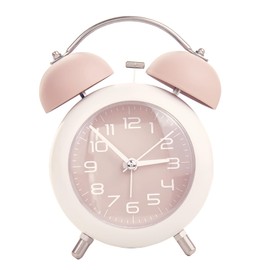 Reloj Despertador Análogo de Doble Campana, Reloj Pequeño Silencioso de 4.5 Pulgadas, Reloj de Alarma con Luz Nocturna, Funciona con Pilas, para Oficina, Recámara, Mesita de Noche, Computadora (rosa)