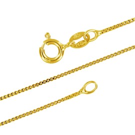 14kt Yellow Gold Plated Sterling Silver 1mm Box Chain Necklace Solid Italian Nickel-Free, 17 Inch