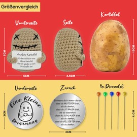 Tixlux Voodoo Potato Creative Knitting Wool Voodoo Doll with Small Hug Lucky Charm, Humorous Gift & Stress Relief Toy for Office, Perfect for Wishes & Good Mood (Khaki)