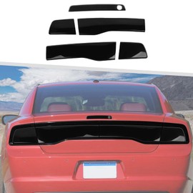 Jimen Fit for Dodge Charger 2011-2014, 3rd Third Brake Light Cover Trim & Tail Light Tint Smoked Taillight Covers