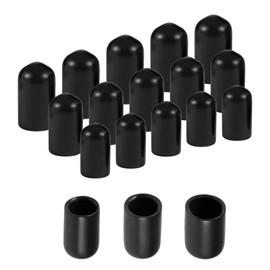QUARKZMAN Pack of 60 Round Rubber Caps 9/32 Inch 3/8 Inch 1/2 Inch (7 mm 10 mm 12 mm) Black Vinyl Cover Screw Thread Protective Caps Assortment Set