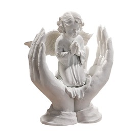 Design Toscano PD1741 Prayers of an Angel Figurine Statue, 12.5 cm, Bonded Marble Polyresin, White