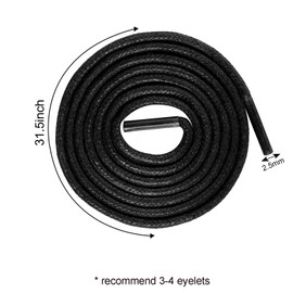 Nydotd 4 Pairs Waxed Round Shoe Laces Dress Waxed Shoelaces Oxford 3/32" Thin for Formal Business Men or Women (30 Inch, Black)