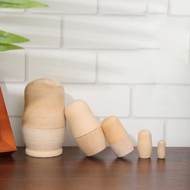 iplusmile 2 Pcs Unpainted Russian Nesting Matryoshka Set of 5 Handmade Wood Painting Wooden Unfinished Nesting Kit DIY Matryoshka Box Funny Traditional Crafts Handmade Kit