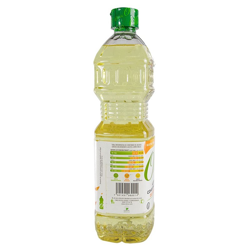 Oléico Aceite Comestible Puro de Cártamo, Natural, 955 mililitros